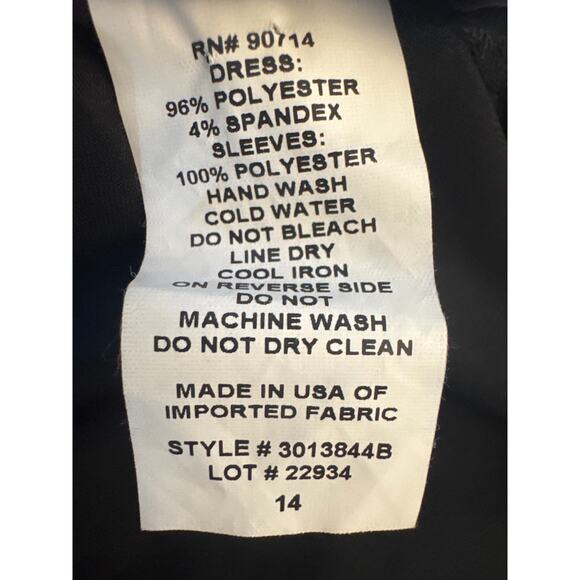 MSK Black Embellished Sheer Sleeve Dress Women’s Size 14 Knee Length Cocktail - Picture 8 of 9